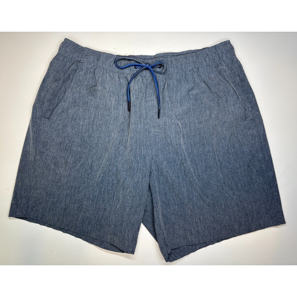 Eddie Bauer Shorts Mens XXL Blue Performance Tech Elastic Drawstring Hiking 7"